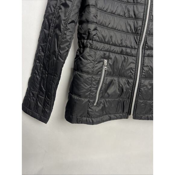 Guess Women’s Puffer Quilted Jacket Black Packable Coat Lightweight Short Sz XL - Picture 2 of 9